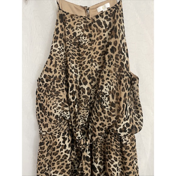 Leopard Print Large Maxi Dress in Brown Leopard Lined Long Sheer Spaghetti Strap - Picture 2 of 9